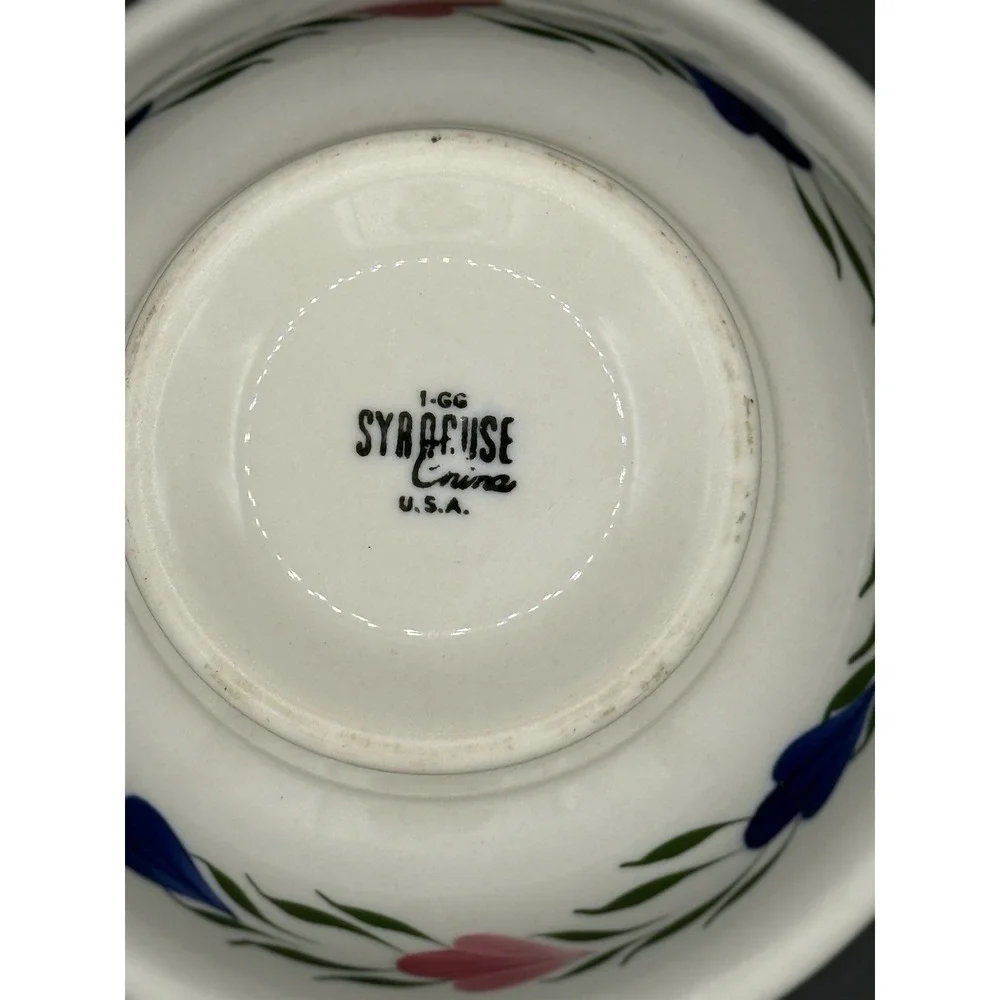 Vintage Syracuse China Bowl Pink Blue Floral 1-66 USA Cottagecore Replacement